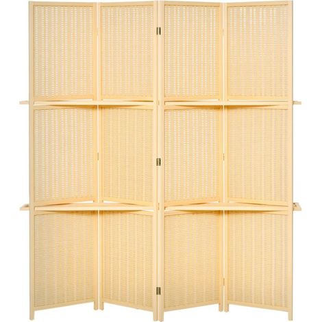 Pour délimiter l’espace, paravent en bambou avec 2 étagères, pliable, pour angle ou contre un mur (1/5)