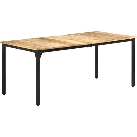 Vidaxl – Table à manger 180x90 cm en bois de manguier brut – Pieds en fer enduit de poudre – Résistante et durable – Unique par ses couleurs et grains (1/6)