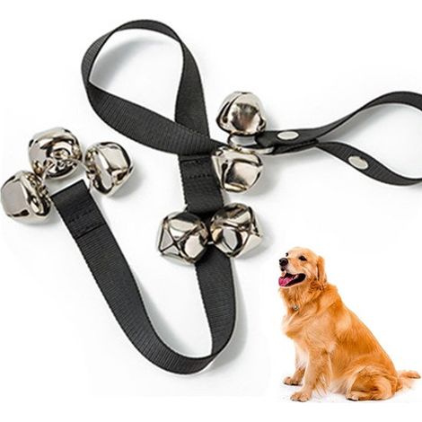 Timbre para perros, Timbre para ir al baño, Timbre, Montaje en pared, Longitud ajustable, 96 cm, 7 timbres, perros y gatos, Negro, plateado (1/5)