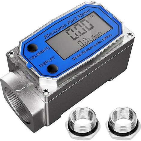 Débitmètre à carburant de 1 pouce avec adaptateurs de 3/4 de pouce, débitmètre à turbine numérique 2,5-31 GPM, filetage NPT en ligne, débitmètre Diesel (1/5)
