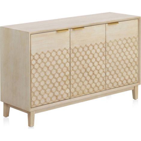 Buffet en bois marfil motif doré et poignées élégantes - Bois clair marfil doré (1/5)