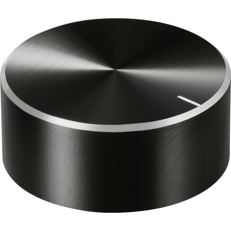 TRU COMPONENTS TC-11696524 Drehknopf mit Knopfmarkierung Schwarz (Ø x H) 40 mm x 17 mm Aluminium, P (1/4)