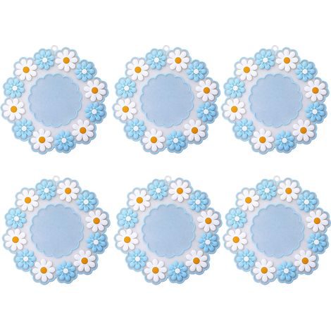 Dessous de verre en silicone pour boissons, tapis de tasse antidérapants en silicone, dessous de verre isolants protégeant les meubles des dommages (bleu, grand)