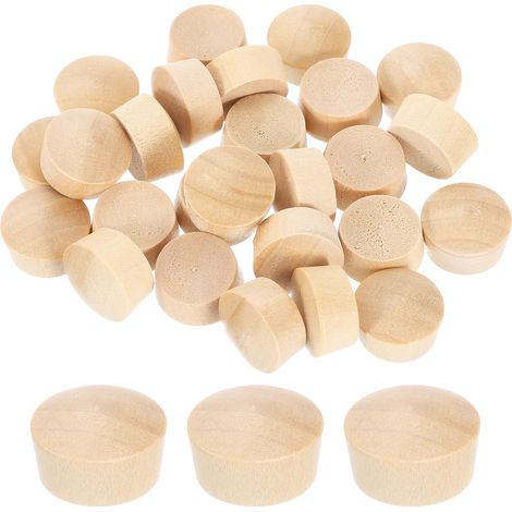 36pcs Bouchons de Fleurs en Bois, 14mm/0.55" Cache Vis en Bois Bouchons Bouteille Réutilisable Tête Plate pour Cacher Trous de Vis Décoration Meubles Travail Artisanat (15.5x14mm) (1/5)