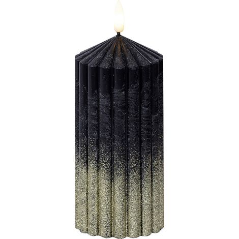 Lumineo LED Kerze mit Timer schwarz gold Ø 7 x 15 cm warmweiß Flammenlose/LED-Kerze