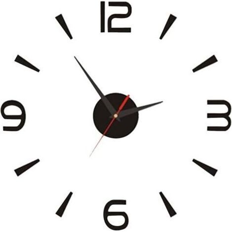 Horloge Murale DIY, Noir Horloge Européenne Petite Horloge Murale Silencieuse sans Cadre, Simple Créatif Acrylique 3D Sticker Mural Horloge pour Chambre Salle D'étude (1/5)