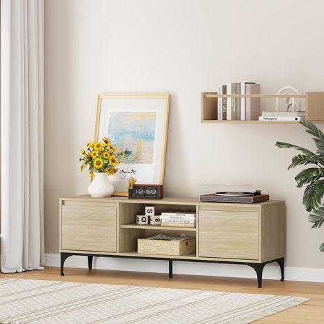 Fernsehschrank Kistiandi 140x40x50 cm Eicheoptik, hell [en.casa]