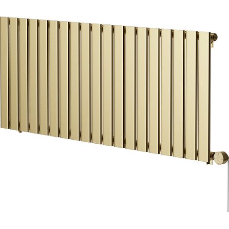Hudson Colore Brushed Brass 600mm x 1440mm Horizontal Digital Thermostatic Electric Single Panel Radiator (1/5)