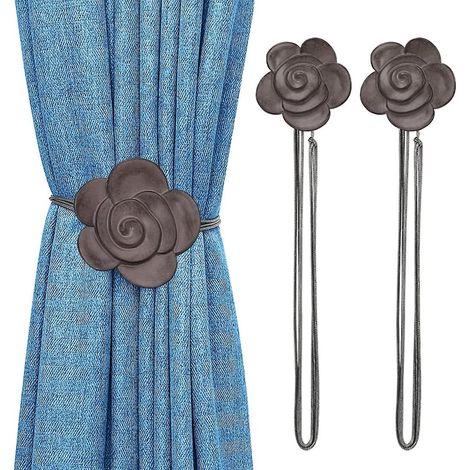 brun-embrasse  Rideaux Magntique En Forme De Camlia, 1 Paire De Boucle De Rideau Aimante, Accessoires Pour Rideaux, Attache De Rideau Magnifique P (1/5)