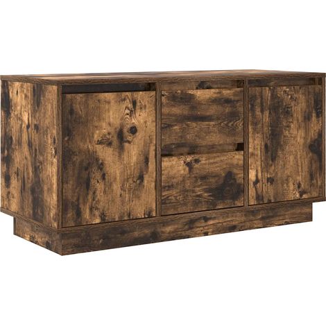 Mobile porta TV moderno con illuminazione a LED ampio vano contenitore 100 x 41 x 50 cm legno composito finitura rovere affumicato 020051621