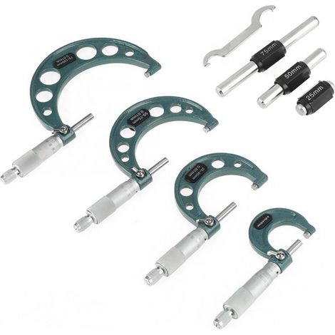Mikrometer, praktisches Mikrometer-Set mit 4 Teilen zur Durchmessermessung (1/5)