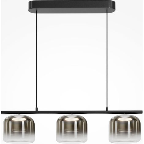 Lampadario Contemporaneo Spirito Metallo E Vetro Nero 3 Luci Led 14W (1/5)