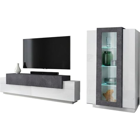 Wohnwand Isaia, 7 Regalfächer, 45x280x120h cm Weiß