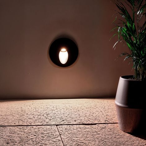 LED Wandeinbauleuchte Außen 3W Rund Aluminium Grau Boiler 2700K Warmweiß