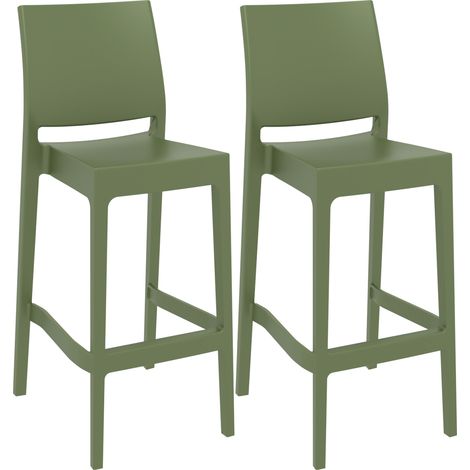 2er Set Barhocker Maya Kunststoff oliv (1/5)