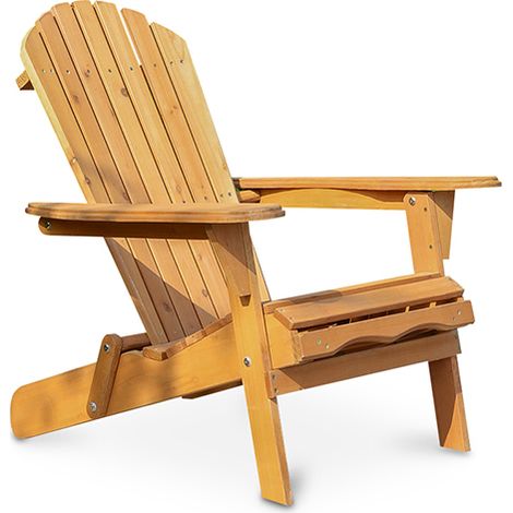 Sedia da esterno in legno con braccioli - Sedia da giardino Adirondack - Adirondack Legno naturale