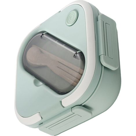 Boîte à bento compartimentée en plastique, isotherme et étanche, idéale pour l'école et les devoirs, compatible micro-ondes, verte (1/5)