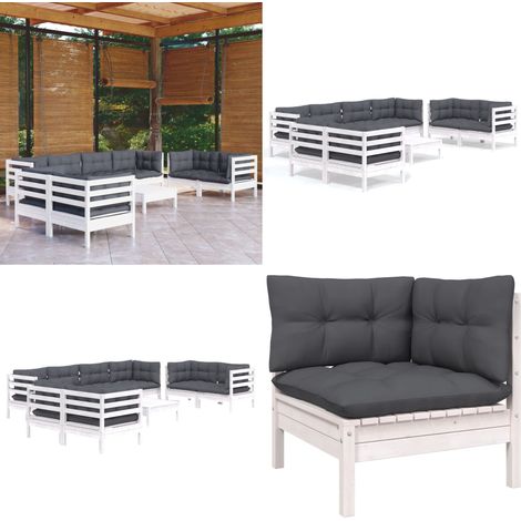 9-tlg. Garten-Lounge-Set mit Kissen Kiefer Massivholz - Gartenzubehör - Lounge Set - Gartenmöbel - Outdoor Möbel - Esstisch - Home & Living (1/5)