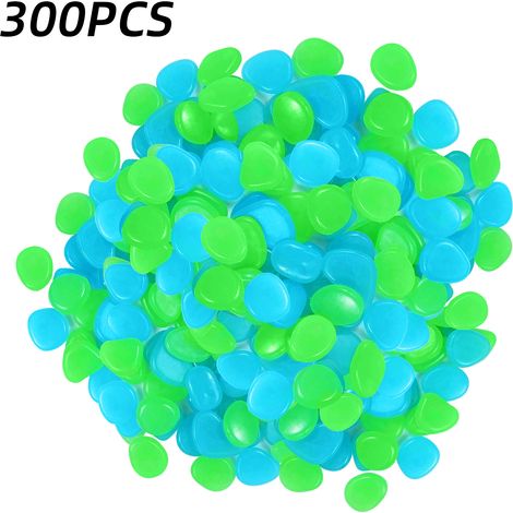 300PCS Pierres Lumineuses pour Jardin Aquarium Décoration Paysagère Mixte Bleu Vert (1/4)