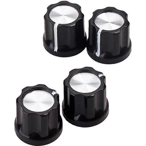 boutons de potentiomètre noirs et argentés pour ampli guitare/basse, type D (noir)-1.7mm-Black (1/3)