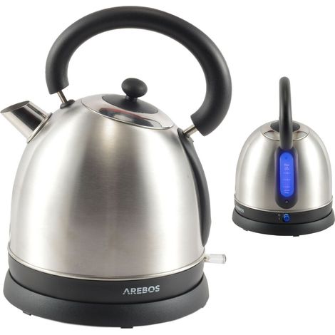 AREBOS Hervidor de agua Acero inoxidable Diseño retro 1,8 l 3000 W (1/5)