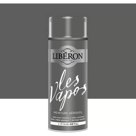 Peinture aérosol LIBÉRON Les Vapos Métal L'Etain 0,4 L (1/4)