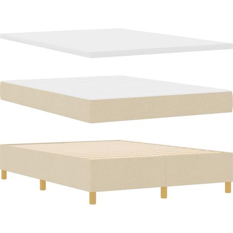 Letto a molle con testiera Crema 190 x 140 cm Tessuto vidaXL (1/5)