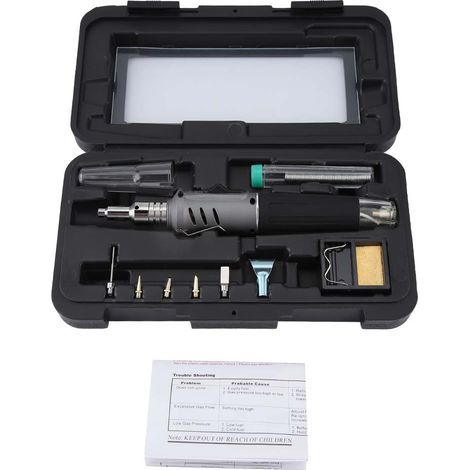 Fer à souder sans fil HS-1115K, kit de soudage au butane portable avec 10 accessoires (1/5)