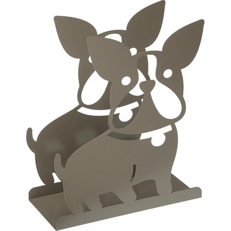 Porta riviste tortora con decoro cane per arredo negozio ufficio ingresso casa in metallo moderno e particolare (1/5)