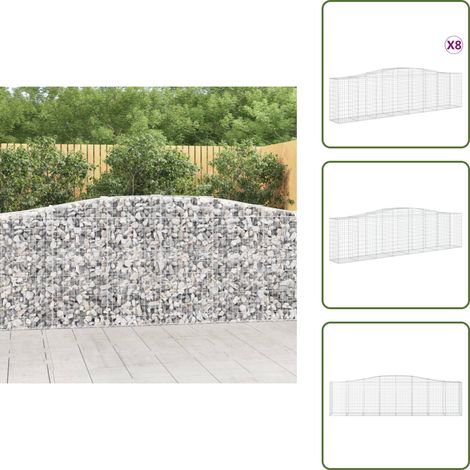 Gabionen mit Hochbogen 8 Stk. 400x50x100/120cm Verzinktes Eisen - Gabionen - Gabionenwand - Gartendeko - Gartenzubehör - Zaun (1/5)