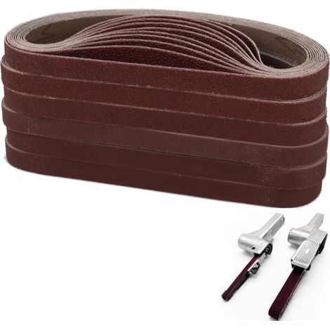 60 Pièces 13x457mm Bandes Abrasives avec 10 x Grain 40/60/80/100/180/240, Ruban abrasif ponceuse, Bandes en Tissu, Compatible pour Ponceuses à Bande et Autres Outils Électriques (1/5)