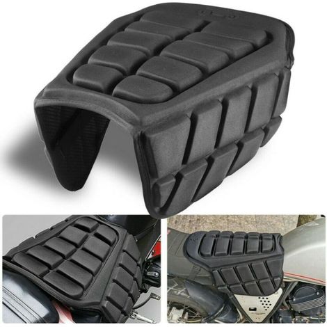 Selle moto 3D gel confort anti-glissement, coussin respirant en gel silicone, housse amovible, universel pour motocyclette, taille standard, noir, réduction pression et vibrations (1/5)