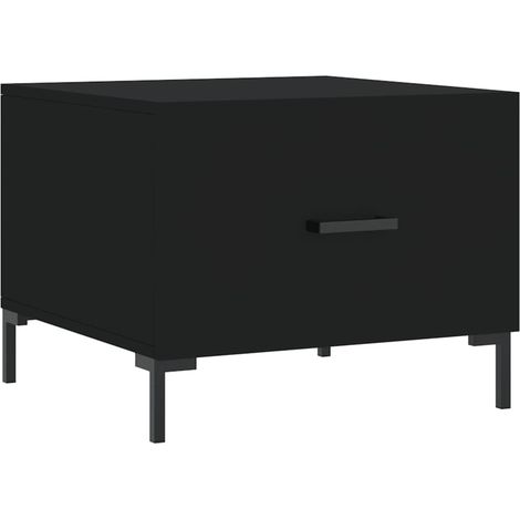 Table basse avec tiroir design moderne et contemporain 50 x 50 x 40 cm bois d'ingénierie noir et fer DEC039667