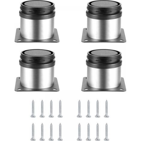 4 Pieces Adjustable Furniture Legs, Height Adjustable Metal Table Legs, Kitchen Cabinet Legs, Stainless Steel Furniture Legs for Cabinets, Shelves, Tables, with Screws (50X50MM, Silver) (1/5)