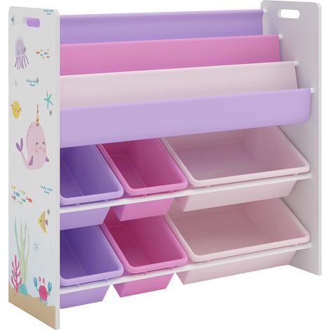 Scaffale dal design senza tempo per soggiorno camera da letto mobiletto per bambini con motivo oceano 78 x 86 x 27 cm bianco viola rosa 030011214