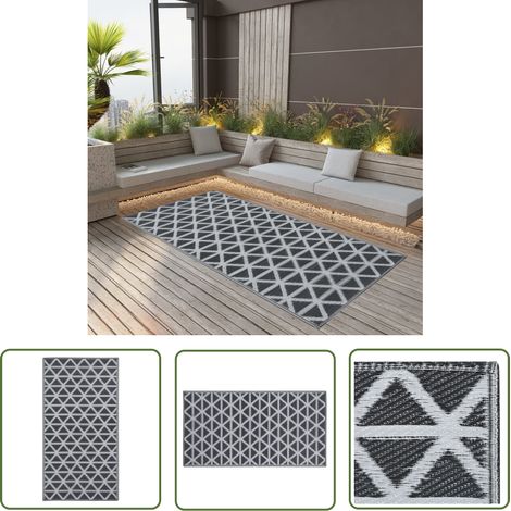 The Living Store Outdoor-Teppich ARAKIL Schwarz 190x290 cm PP - Außenbereich Dekoration - Balkon Teppich - Terrassen Teppich - Garten Teppich - Pool Bereich Dekoration (1/5)