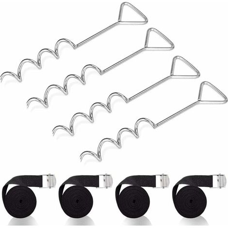Set d'ancrage pour Trampoline, À Toute épreuve Trampoline kit d'ancrage, Kit d'ancrage au Sol avec 4 Sardines et Sangles-LIAIKI (1/5)