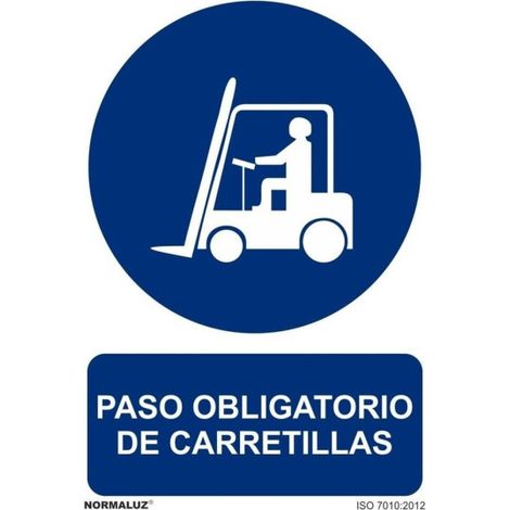 Señal que indica Paso Obligatorio de Carretillas (tintas UV) SEKURECO                         100 x 150 mm                          ADHESIVOS DE VINILO (1/2)