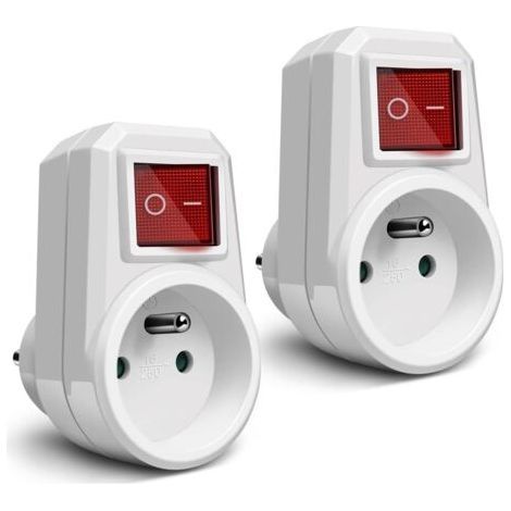 Extrastar Electrical Sockets with Switch, 1 in 1 Electric Wall Plug, Electric Wall Socket Ideal for Bedroom Home Office, 16A, 230V White, Pack of 2 (1/5)