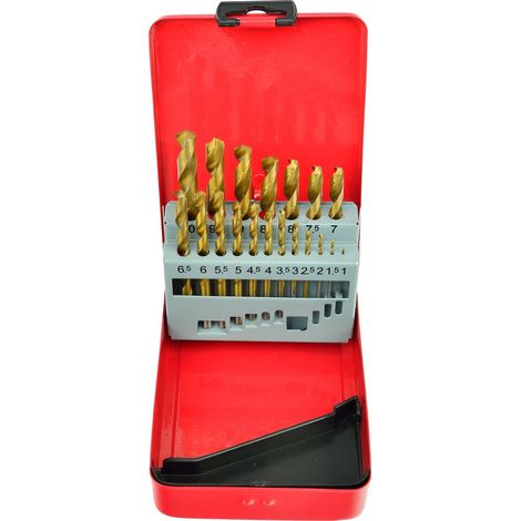 Juego de 19 brocas de 1-10 mm HSS TiN metal.box (40/80) (1/4)