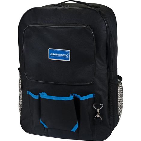 Silverline – Sac à dos de technicien 480 x 130 x 400 mm – Nylon balistique résistant aux taches – Dos matelassé et bretelles réglables