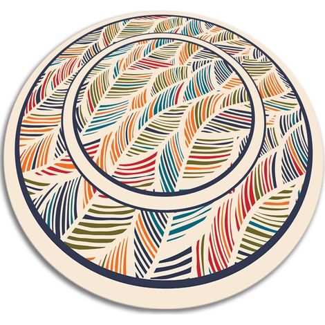 Tapis de Cuisine en Vinyle Rond PVC - Feuilles de contour - ⌀fi60 cm (1/5)