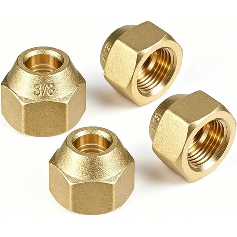 4 écrous à sertir pour conduite de réfrigérant 3/8 pouce, 3/8 pouce en laiton pour climatiseurs, raccord pour climatiseurs split, compatible avec les raccords rapides des climatiseurs split (3/8") (1/5)