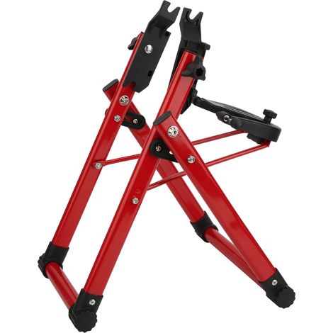 Jante de vélo en alliage d'aluminium rouge, support de réglage simple et pratique pour entretien de vélo à domicile, outil de réparation et accessoire de maintenance. (1/5)