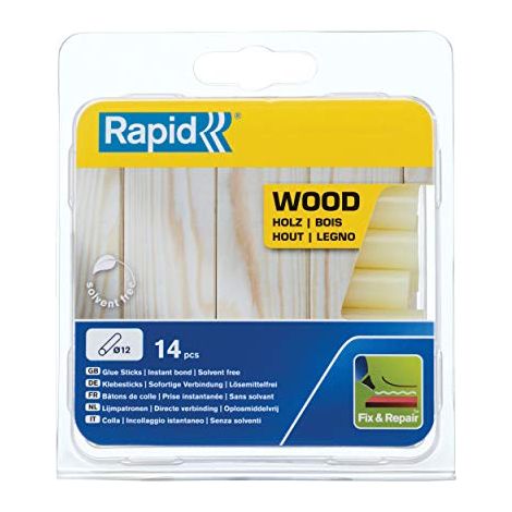 Rapid 40107360 Colla Stick da 12 mm per Legno, Giallo, 125 g