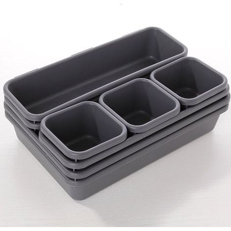 Ensemble de 8 commodes - Boîtes de rangement - Bacs de rangement - Organiseurs de cuisine et de bureau - Organiseurs de tiroirs - Fer noir (1/5)
