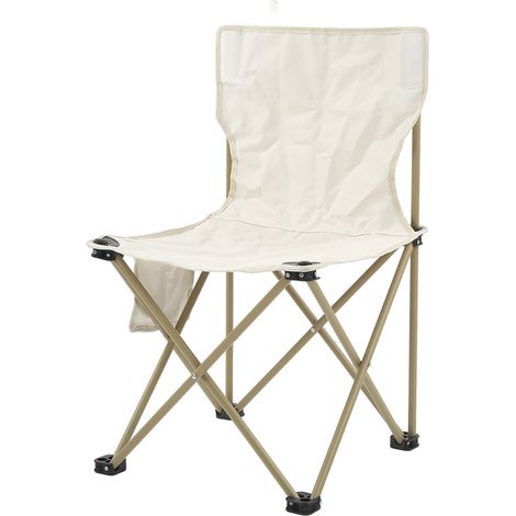 Chaise pliante antidérapante légère transportable avec sac de rangement pour pêche pique-nique barbecue beige XXL (1/5)