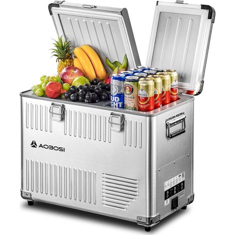 Glacière à compresseur 50L, Glaciere Electrique 12v 220v Double Zone, de -20 °C à 20 °C, idéal Voiture, Camping-car, Jardin, Bateau et Camping [Classe énergétique D] (1/5)