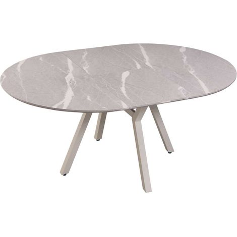 Mesa redonda extensible Paul tapa ceramic grey, 76 cm(alto) 130cm(ancho) 130-180 cm(largo)