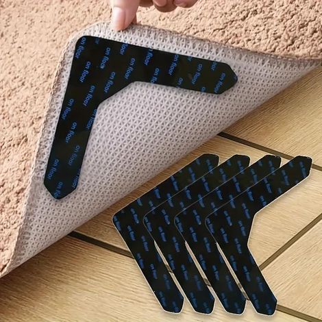 Ruban adhésif double face pour tapis - 8 pièces - Matériau acrylique transparent - Fixation antidérapante puissante - Pour salon chambre couloir - Largeur 3 cm (1/5)